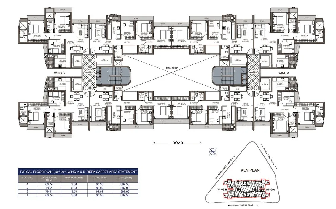 Evershine Crown Typical floor Plan Wing A-B 23rd-28th