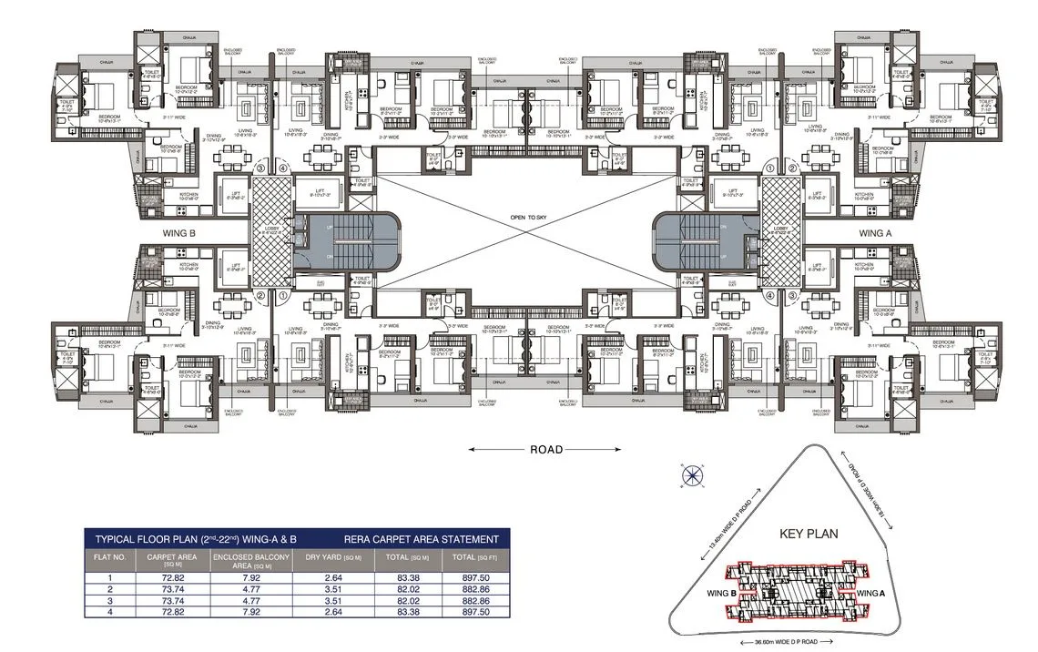 Evershine Crown Typical floor Plan Wing A-B 2nd-22nd