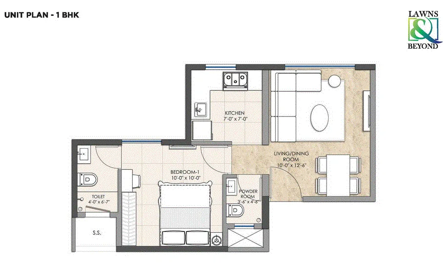 Omkar Lawns-Beyond 1BHK Unit Plan Type-1