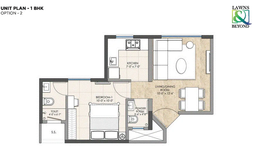 Omkar Lawns-Beyond 1BHK Unit Plan Type-2