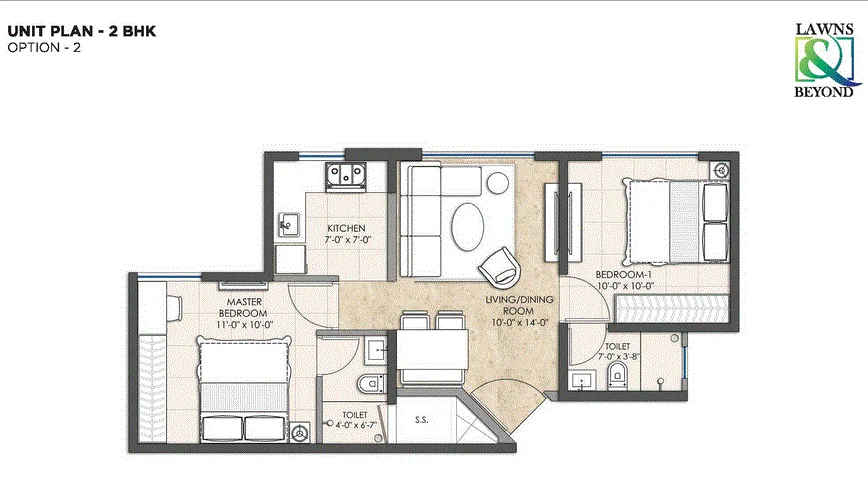 Omkar Sereno 2BHK Unit Plan Type-2