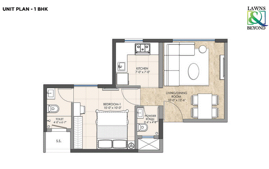 Omkar Lawns-Beyond 1BHK Unit Plan Type-1