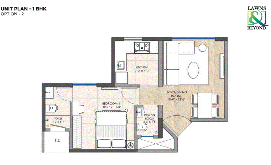 Omkar Lawns-Beyond 1BHK Unit Plan Type-2