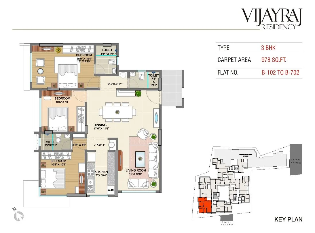VijayRaj Residency 3BHK Type 1