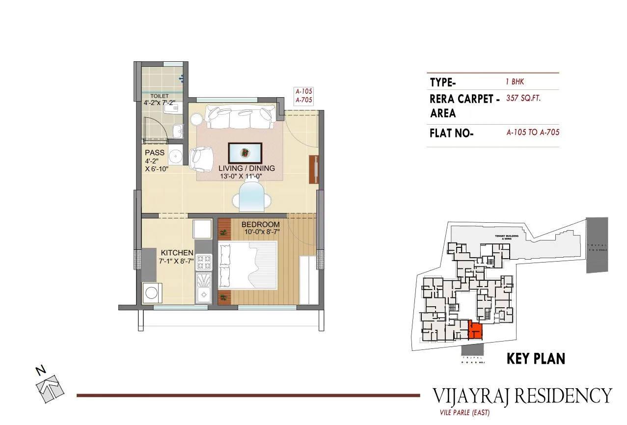 VijayRaj Residency 1BHK Plan