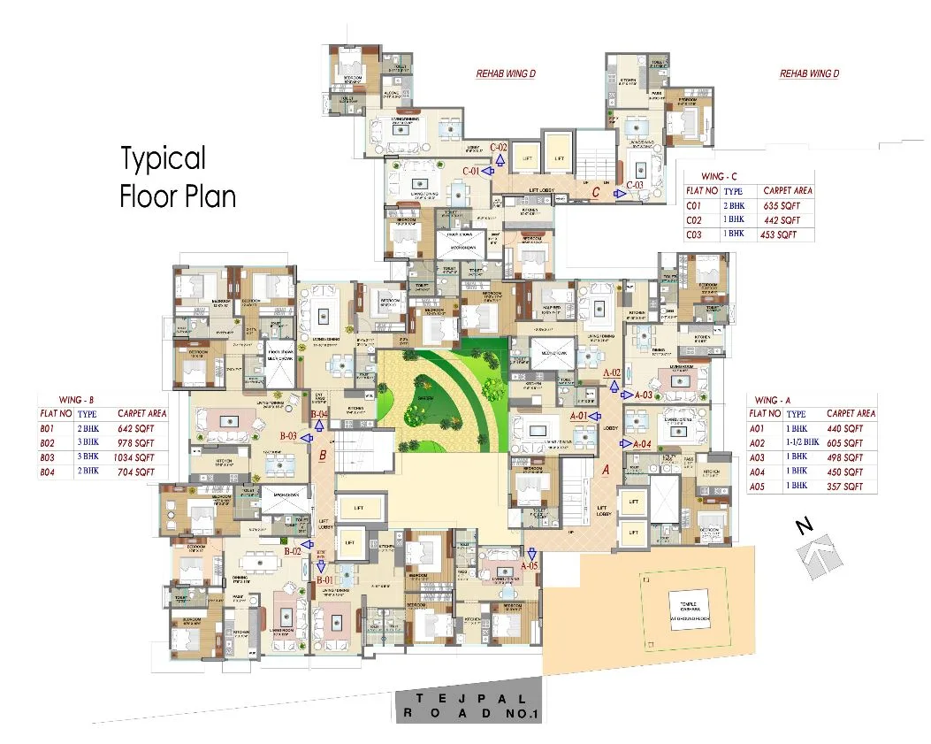 VijayRaj Residency Typical Floor Plan Wing B