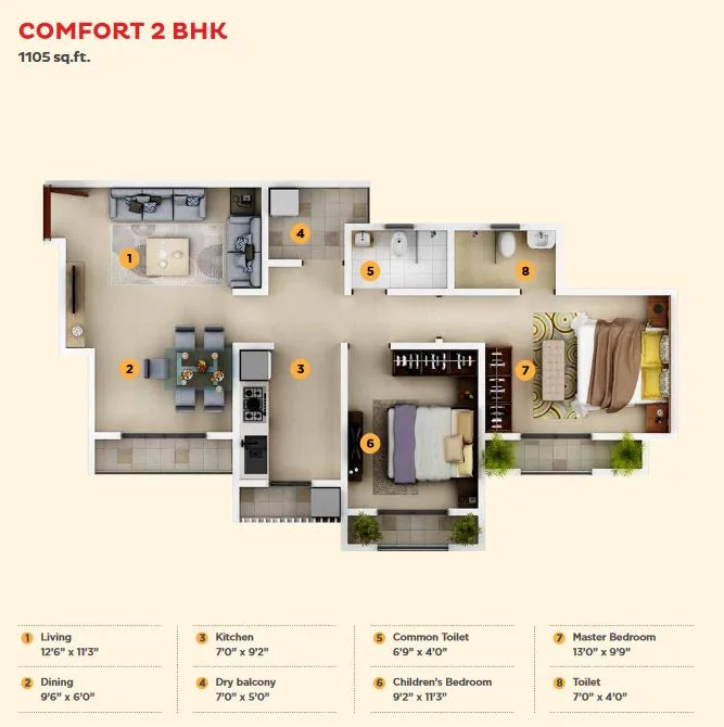 KIPL Morya Comfort 2BHK