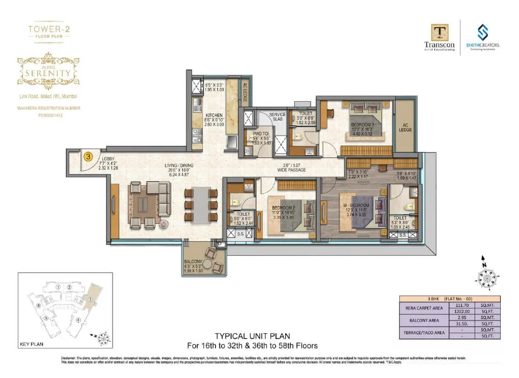 Sheth Auris Serenity 2 Flat No 03-3BHK