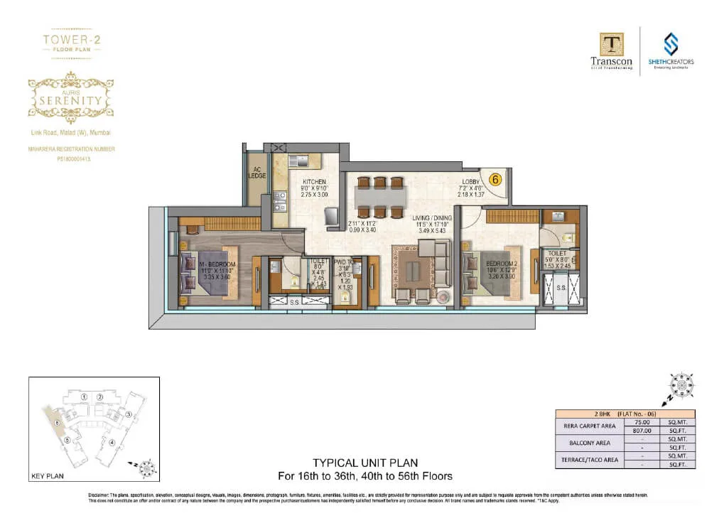 Sheth Auris Serenity 2 Flat No 06-2BHK