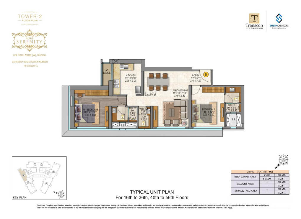 Sheth Auris Serenity 2 Flat No 06-2BHK