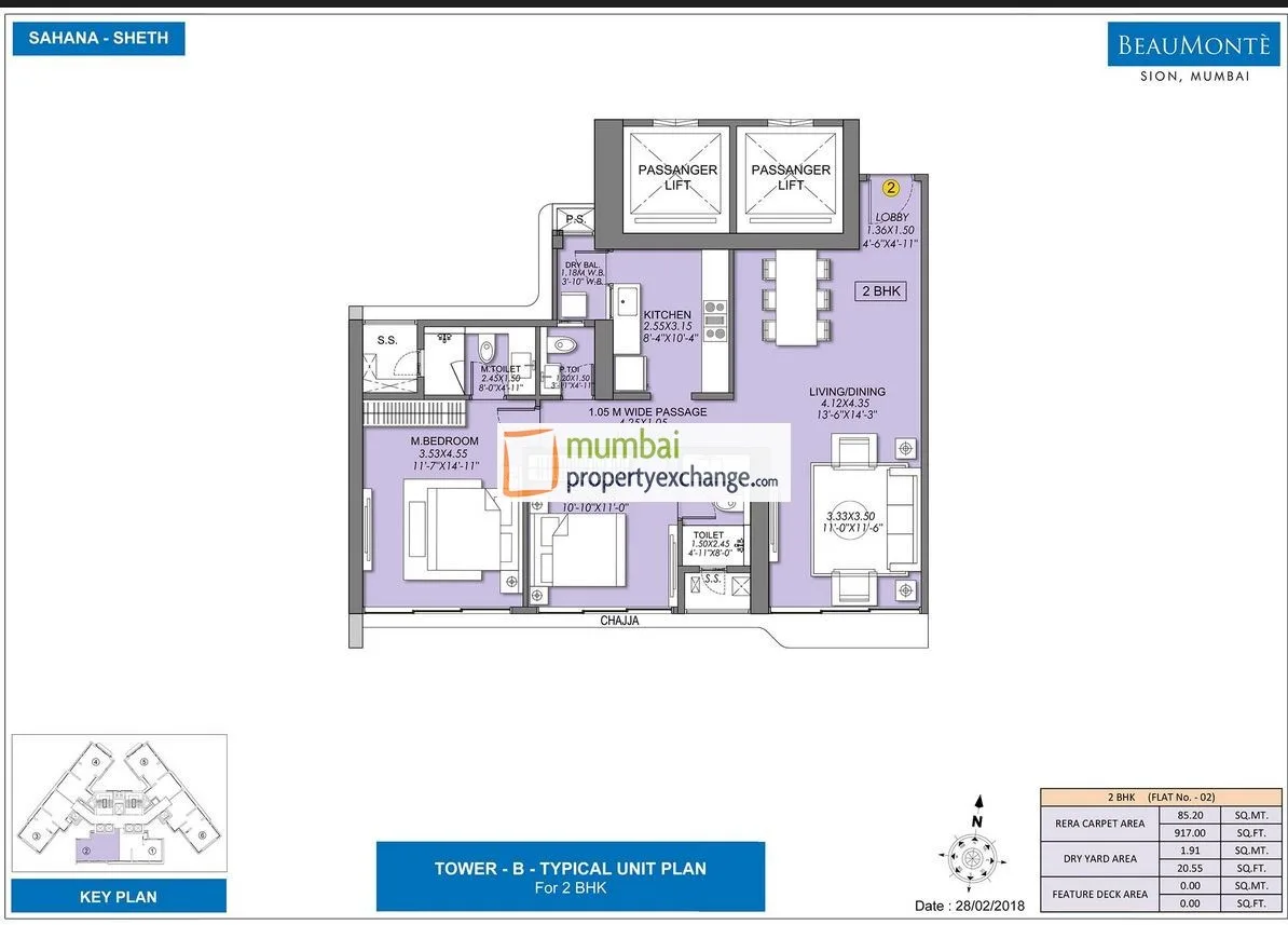 Sheth Beaumonte 2BHK Plan Type 1
