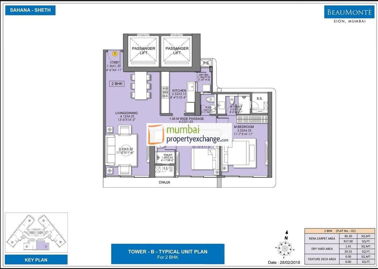 Sheth Beaumonte 2BHK Plan Type-2