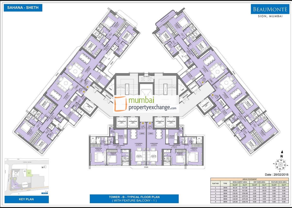Sheth Beaumonte Typical Floor Plan with balcony Tower B