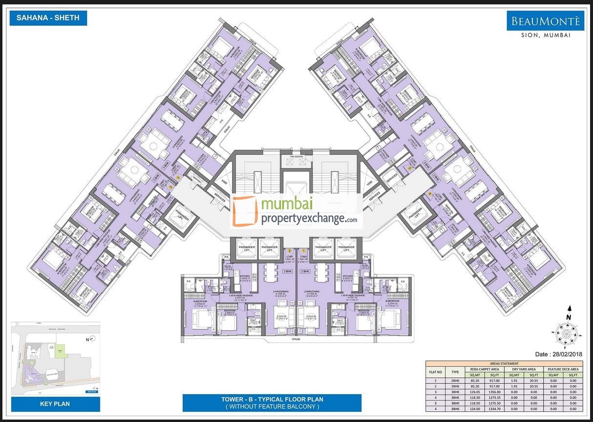 Sheth Beaumonte Typical Floor Plan without balcony Tower B