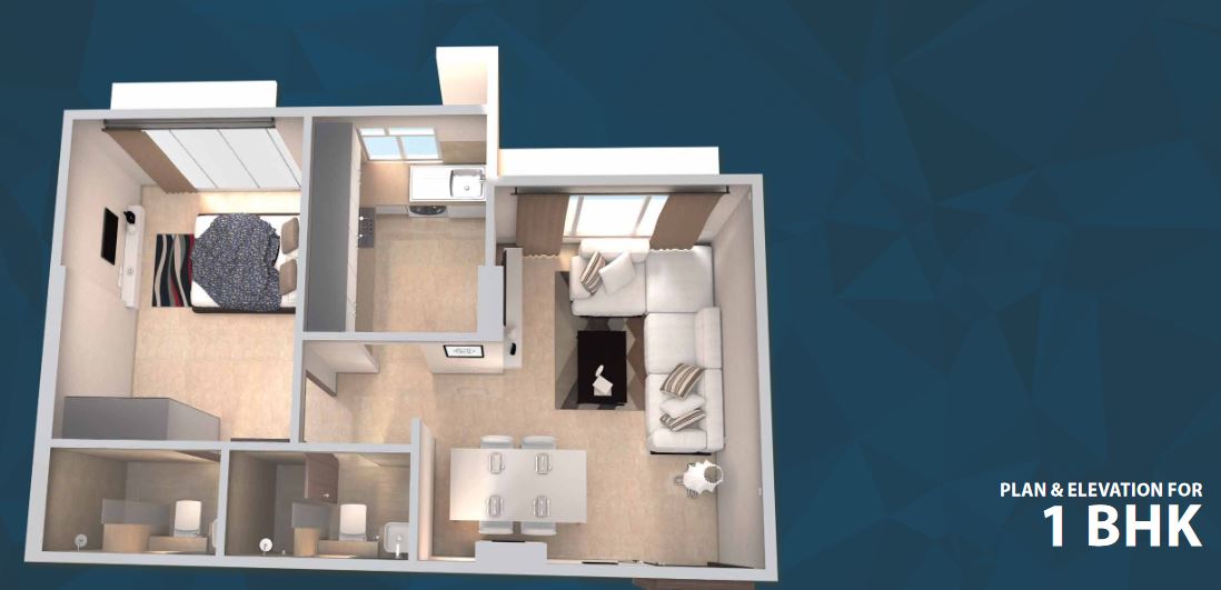 Poddar Sphara Diamond 1BHK floorplan