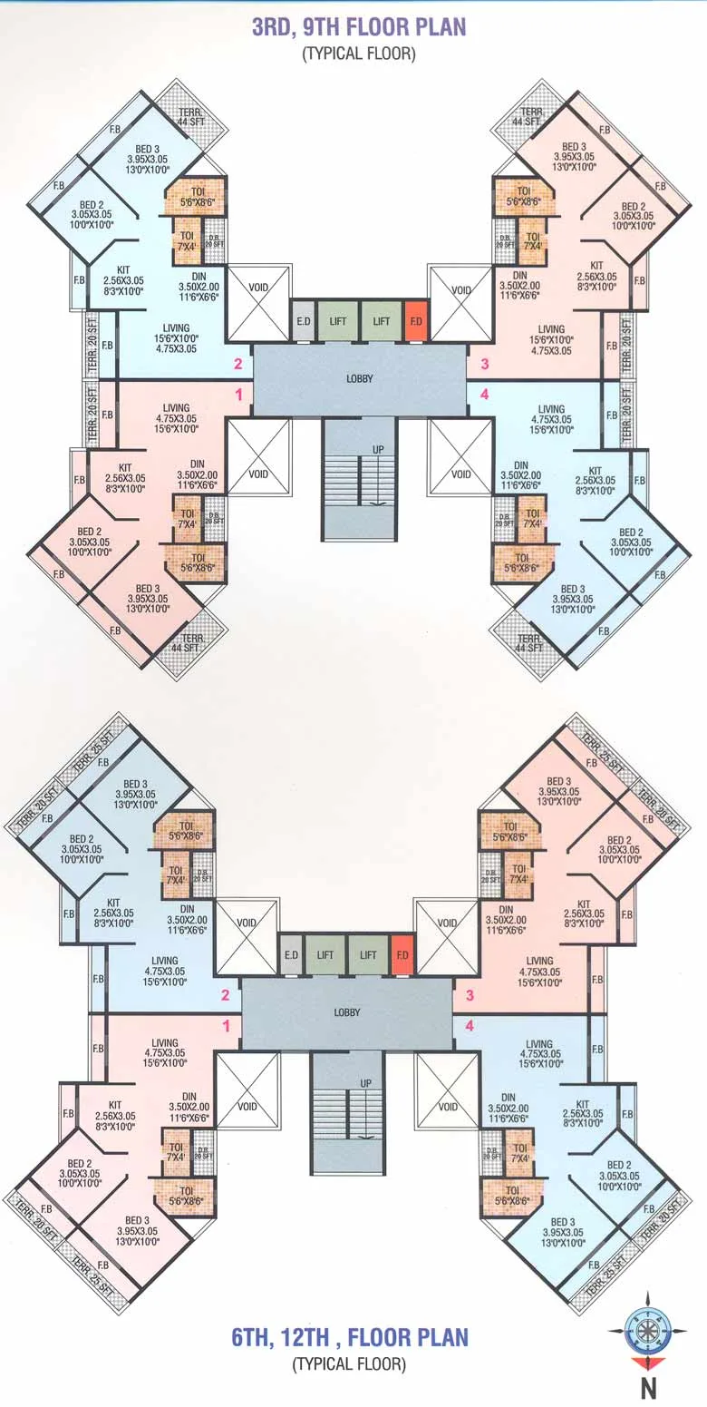 3rd 6th 9th 12th Floor Plan