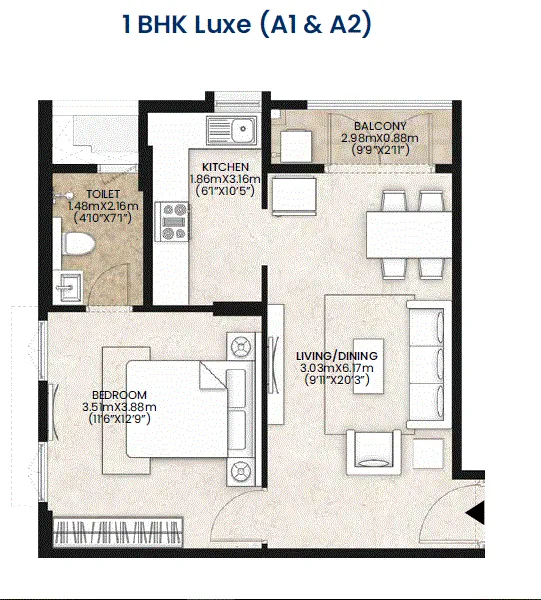 Mahindra Vicino 1BHK Luxe Type-2