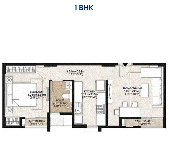Mahindra Vicino 1BHK Type-1