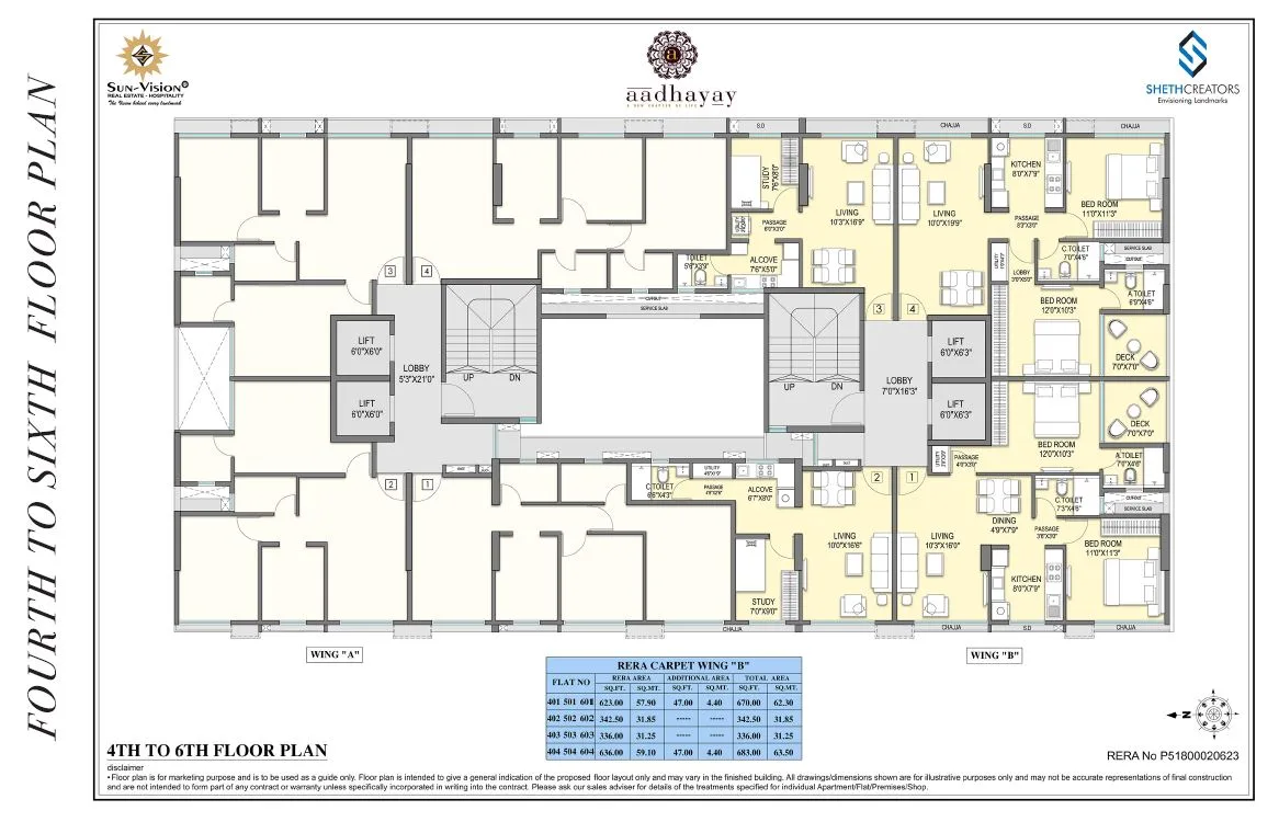 Sheth Aadhayay Fourth to Sixth Floor Plan