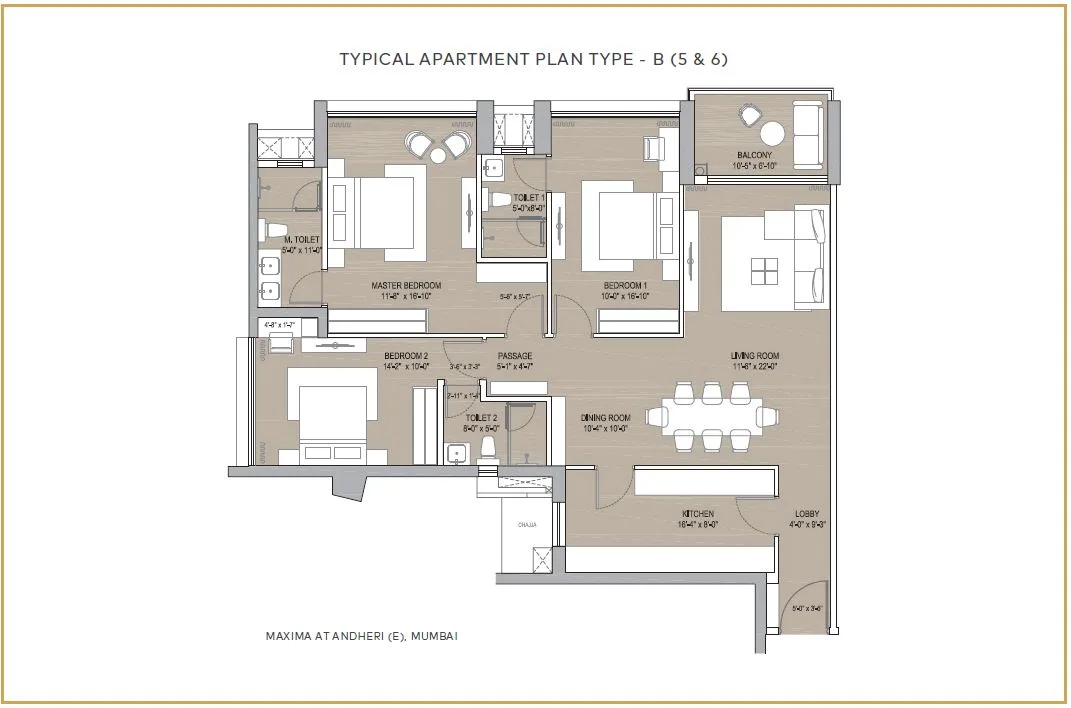 Oberoi Maxima Typical Apartment Plan Type B 5,6