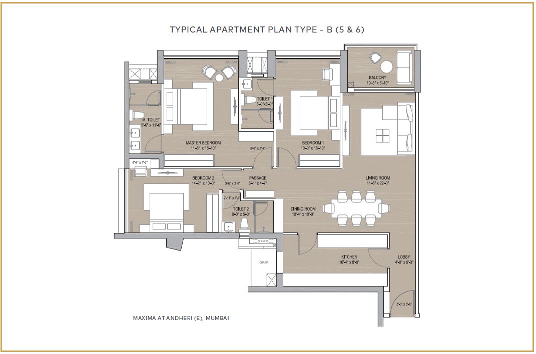 Oberoi Maxima Typical Apartment Plan Type B 5,6