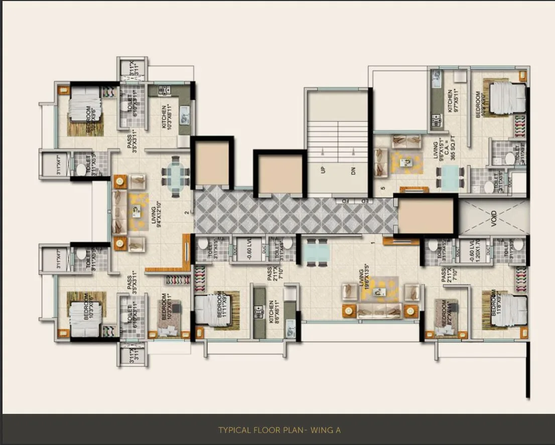 Ariana Residency Typical Floor Plan Wing A