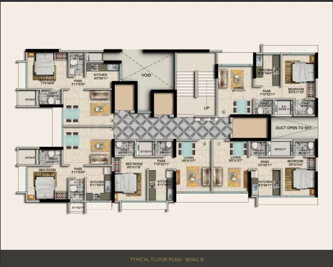 Ariana Residency Typical Floor Plan Wing B