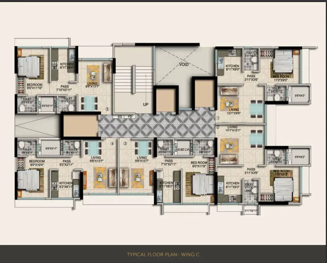 Ariana Residency Typical Floor Plan Wing C