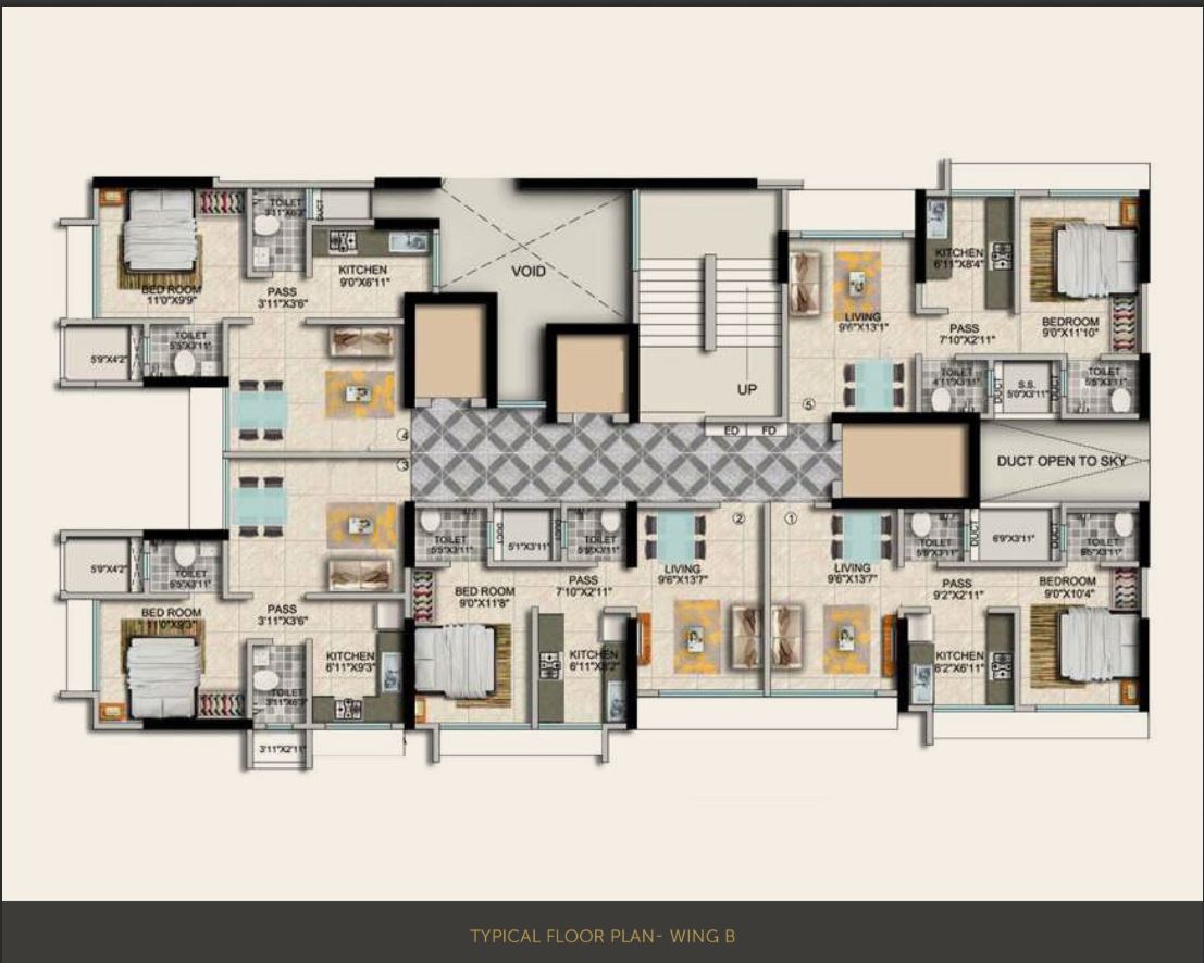 Ariana Residency Typical Floor Plan Wing B