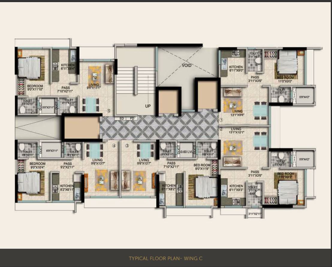 Ariana Residency Typical Floor Plan Wing C
