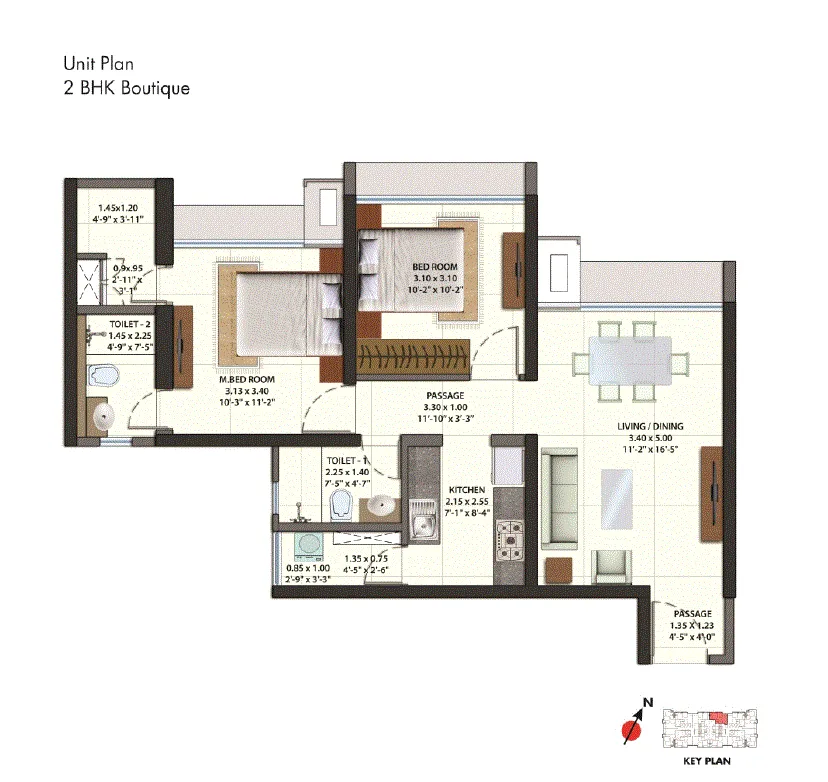 Omkar Ananta 2BHK Boutique Plan-2