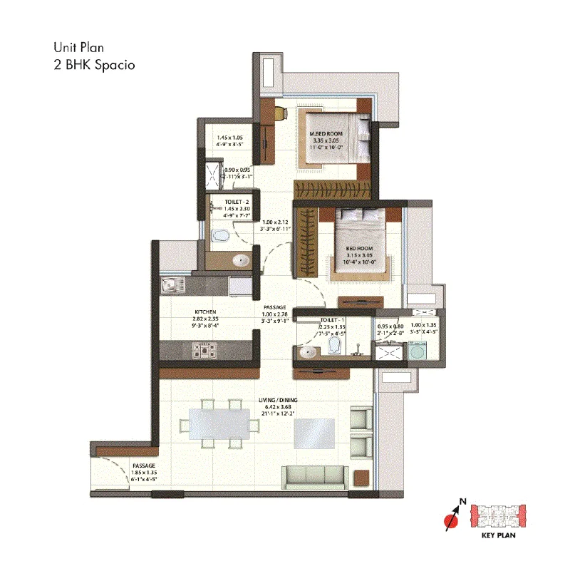 Omkar Ananta 2BHK Spacio plan