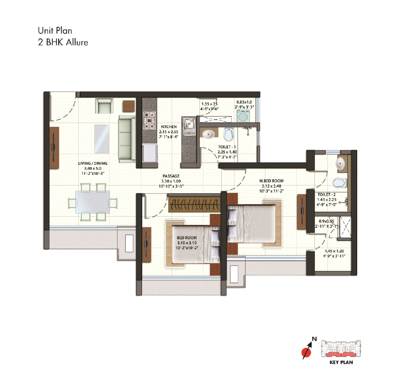 Omkar Ananta 2BHK Allure plan