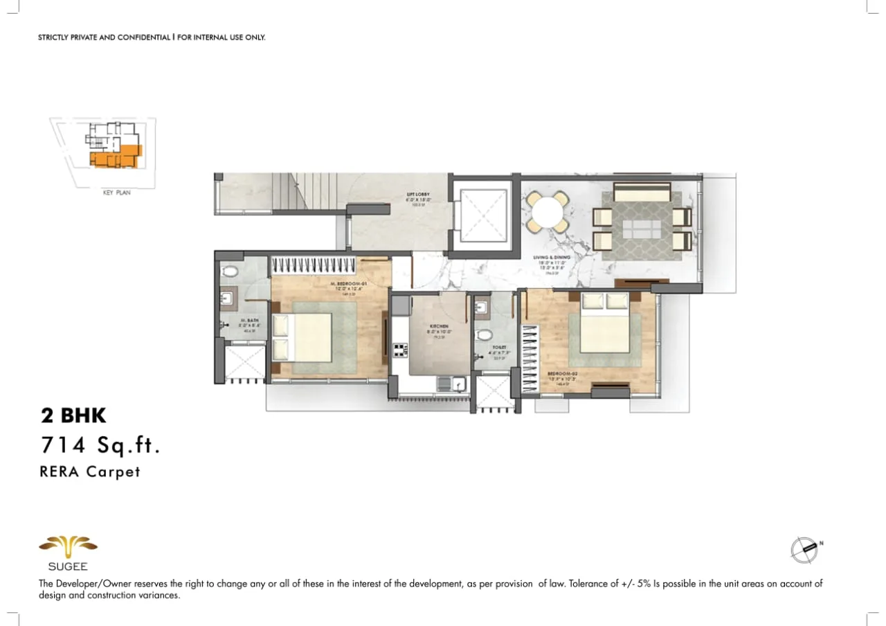 Sugee Paavan 2BHK 714 sqft Type-2
