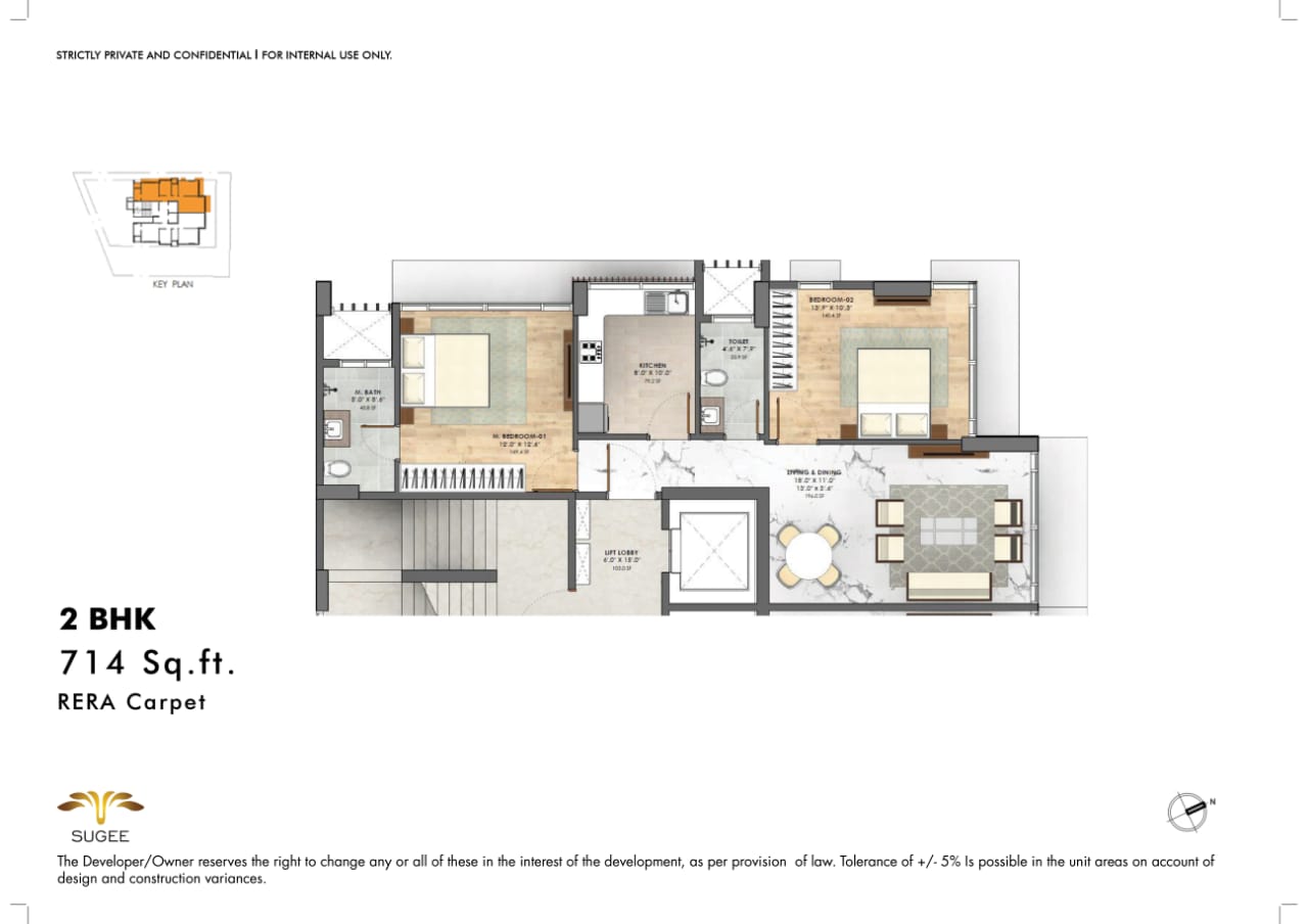 Sugee Paavan 2BHK 714 sqft Type 1