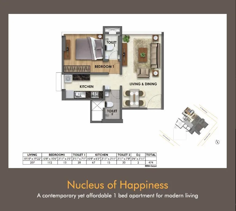 Laxmi Niwas 1BHK Plan