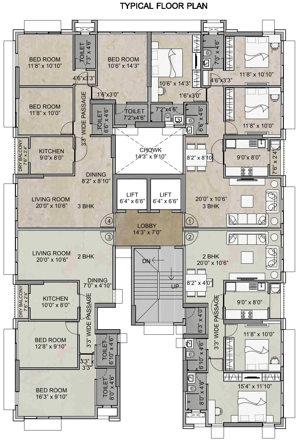Juhu Sheetal Typical Floor Plan