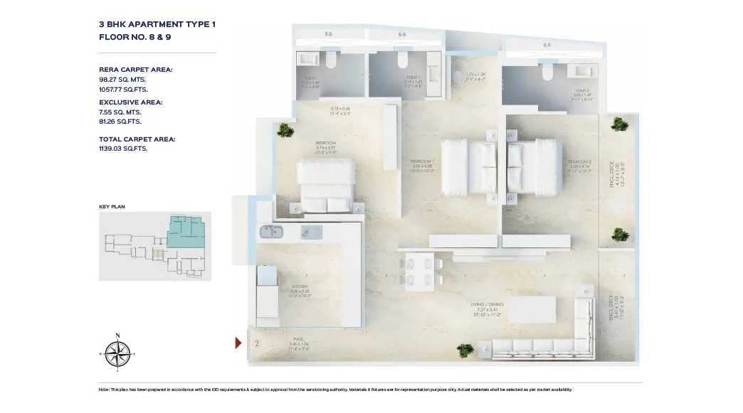 Kripa Allure 3BHK 1139 sqft