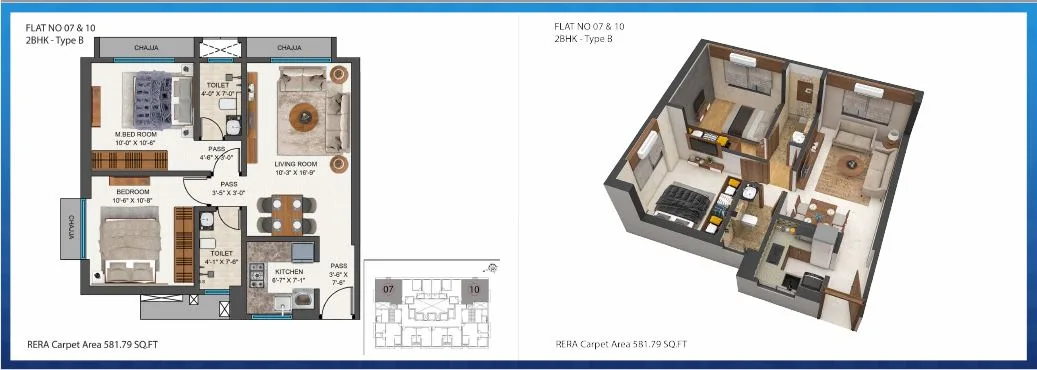 Codename Sara 2BHK Unit 07-10 Plan