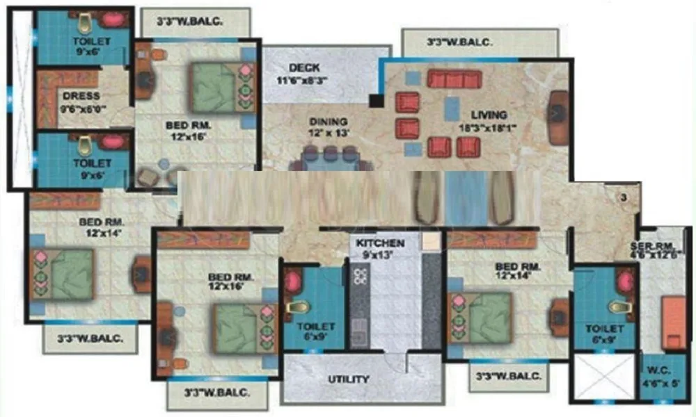 Juhu Ankur 4BHK Plan