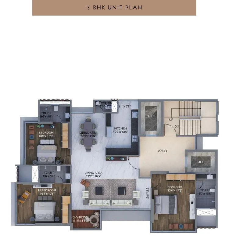 Arkade Rise 3BHK Plan