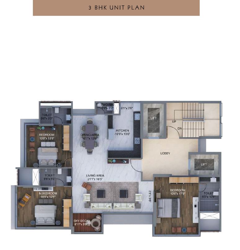 Arkade Rise 3BHK Plan