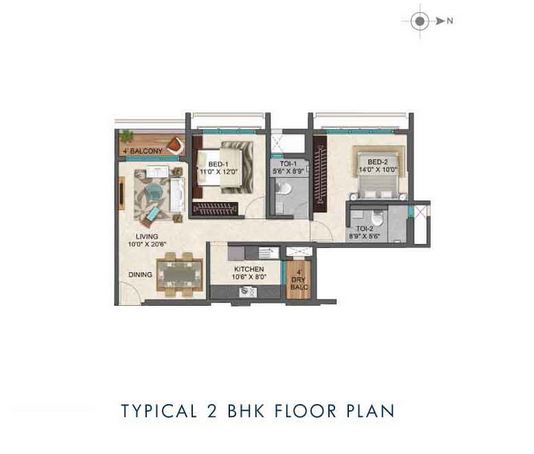 Gateway 2BHK Plan