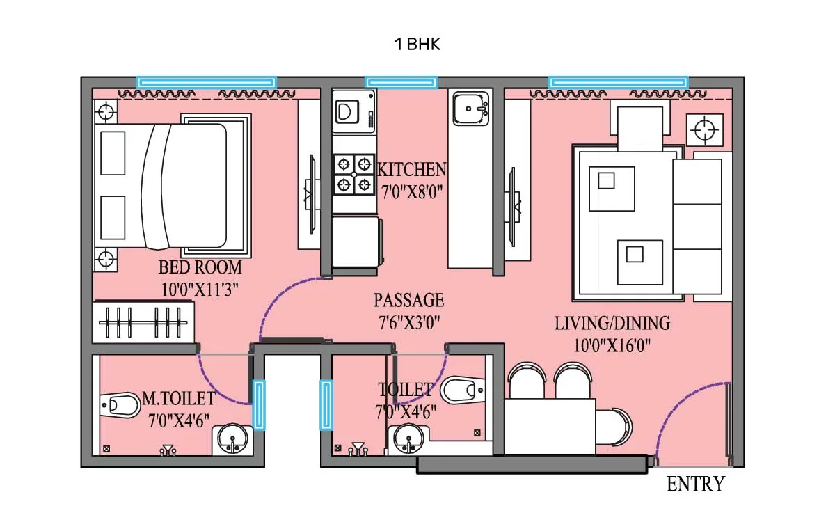 Crescent Horizon 1BHK Plan