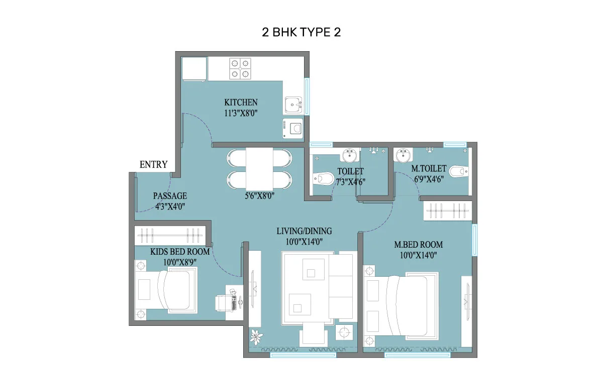 Crescent Horizon 2BHK Plan Type 2
