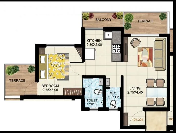Krushna Kunj 1BHK Type 2 Plan