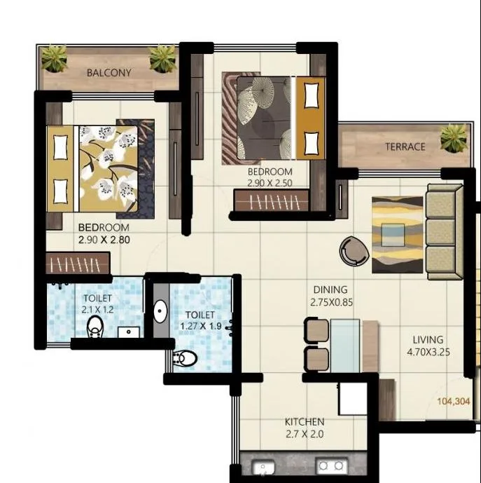Krushna Kunj 2BHK Plan