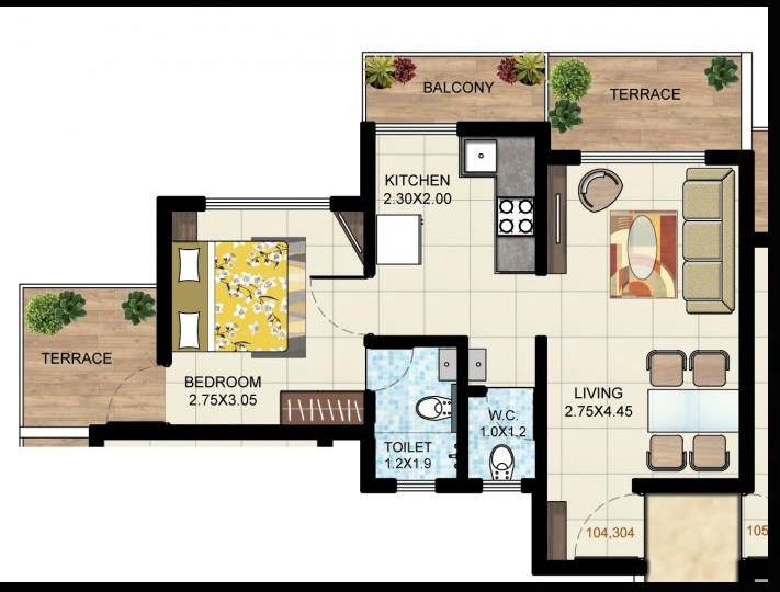 Krushna Kunj 1BHK Type 2 Plan