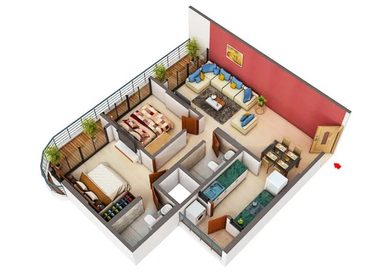 Siddhivinayak 2BHK Plan Type 4