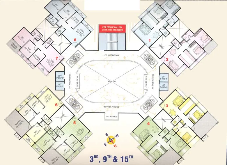 3rd 9th and 15th Floor Plan